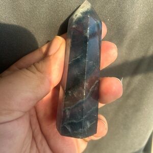 Rainbow fluorite tower crystal